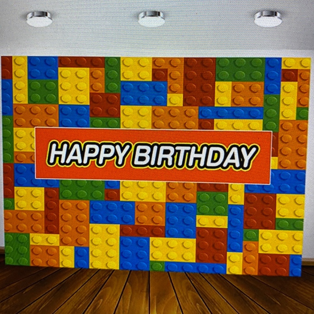 Building blocks happy birthday backdrop photo booth background